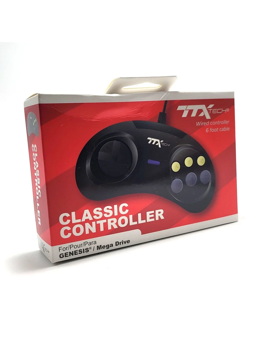 Wired Classic Controller for Sega Genesis by TTX Tech (Black) - New in Box!